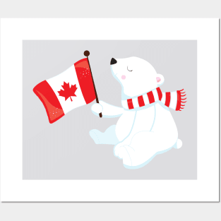 Canada Day, Polar Bear, Bear With Flag, Holiday Posters and Art